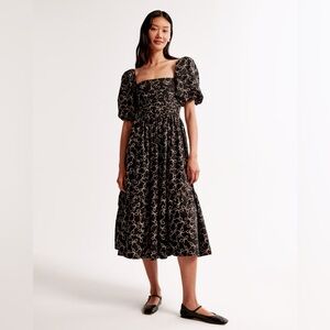 Abercrombie & Fitch Emerson Poplin Puff Sleeve Midi Dress